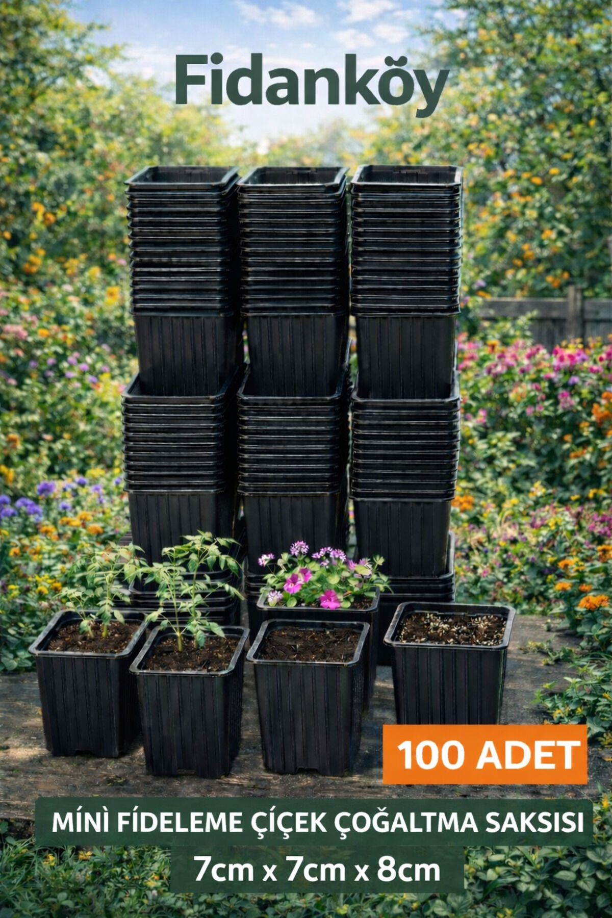 Fideleme cicek çoğaltma saksisi 7lik pot mini pot 100 adet